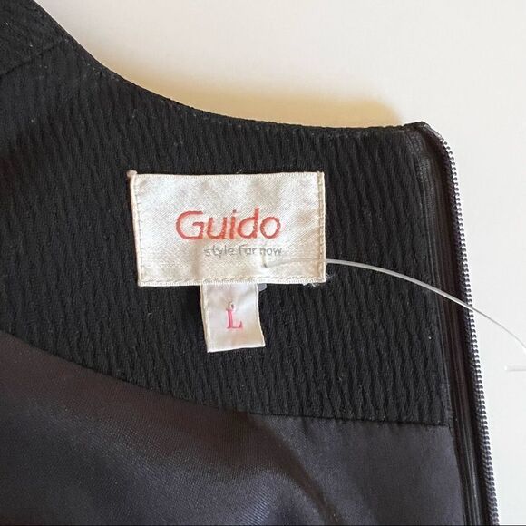 GUIDO vintage black faux wrap black dress with shoulder pads size medium/ Large - Picture 8 of 15